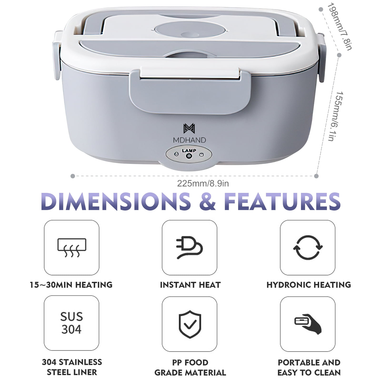Welan Electric Lunch Box Food Heater 65W Faster Heated Food Warmer Self Heating Lunch Box for Work/Car/Outdoors, Portable Lunch Case with Bag