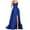 Dark Blue, variant on Women's Satin Halter Backless Maxi Dress - A-Line Cross Strap Side Slit with Pockets, Red, XXXL