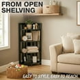 thumbnail image 4 of HOMESTEAD 3-Tier Corner Cabinet with Water Hyacinth Baskets, Fully Assembled, Acacia Solid Wood Frame, Boho Shelf for Living Room/Bathroom, 4 of 9