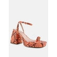 thumbnail image 2 of Such Flirt Snake Print Triangular Block Heel Sandals, 2 of 10