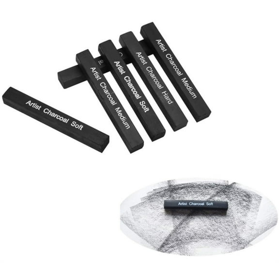 Compressed Charcoal Sticks,6 Pcs Square Charcoal Sticks,Drawing Charcoal Kits Tools,Drawing Sticks for Sketching & Shading,Art Supplies for Students,Artists (Black)