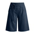 thumbnail image 4 of Shorts for Women High Waist Solid Wide Leg Shorts Drawstring Pocket Casual Womens Shorts BU1 L, 4 of 4