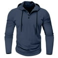 thumbnail image 2 of VSSSJ Men's Casual Fashion Button Up Pullover Hoodies Athletic Fit Solid Color Long Sleeve Comfy Trendy Drawstring Hooded Big And Tall Sweatshirts Navy S, 2 of 4