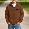 thumbnail image 3 of Kezqiaxn Teen Clothes for Boys Stand Collar Quarter Zip Sweatshirt Classic Waffle Pullover Tops Fall Fashion Size 3-14, 3 of 8