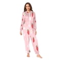 thumbnail image 4 of 1 Piece Adult Onesie Pajamas Cozy & Loose-Fit Sleepsuit Loungewear with Pockets Strawberry and Flowers XX-Large, 4 of 7