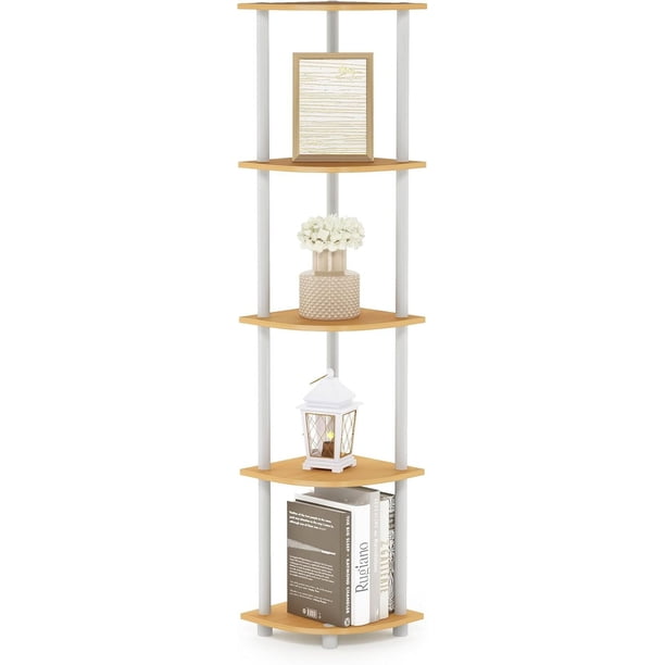 5 Tier Corner Display Rack Multipurpose Shelving Unit, Dark Cherry/Black