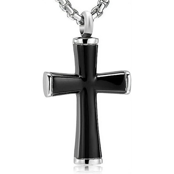 Cross Cremation Necklace for Ashes Stainless Steel Crucifix Memorial Urn Necklace Urn Pendant