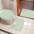 thumbnail image 4 of Sage Green Striped Bath Mat 3 Piece Bathroom Rug Set, Modern Simple Farmhouse Beige Non Slip Bath Rug Contour Mat and Toilet Lid Cover, Absorbent Shower Mats Soft Bath Rugs and Mats Sets, 4 of 8