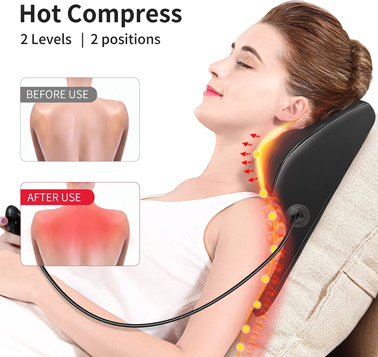 Boriwat Back Massager with Heat, Shiatsu Neck and Back Massager Pillow for  Pain Relief, Massagers for Neck and Back, Shoulder, Fathers Day Gifts for