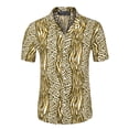 thumbnail image 2 of Unique Bargains Chemise de Plage à Manches Courtes Imprimée Léopard pour Hommes Été Jaune m, 2 of 6