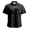 thumbnail image 5 of Halloween Button Up Shirt Men Skull Print Turndown Collar Short Sleeve Regular Fit Mens Shirt, 5 of 5