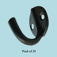 thumbnail image 2 of Renovators Supply Black Wrought Iron Wall Coat Hook Durable 1.6" L Single Hooks forTowel, Kitchenware, Robe or Jacket Wall Mount Rust Resistant Hanger Hooks w/Hardware Pack of 25, 2 of 8
