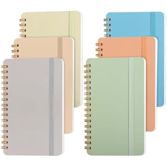 6 PCS Small Spiral Notebook 4x6, Notebooks for Note Taking, Colorful Scheme Spiral Journal Notebook, Work Notebook Small Notebooks 4x6 with Strap, Cute Notebooks for Women 50Sheets/Note Books$$Office
