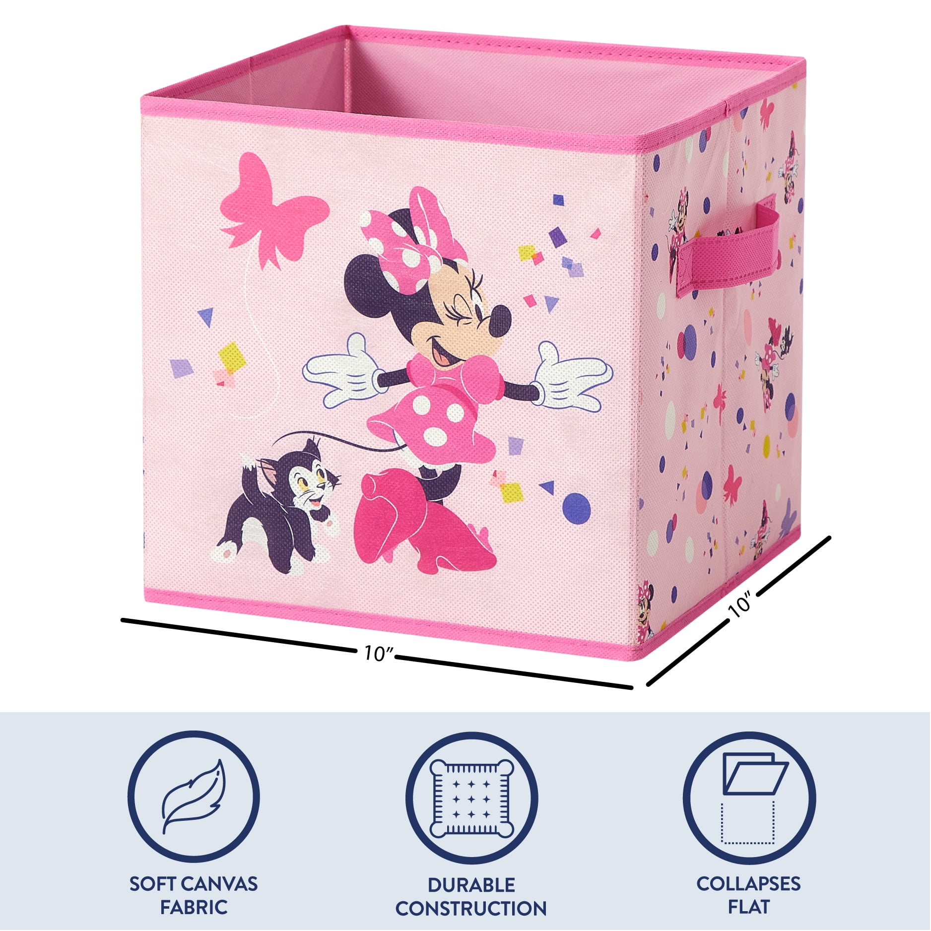 Disney Minnie Mouse Kids' 4-Pack Printed Toy Storage Cubes, 10" x 10"