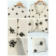 thumbnail image 4 of Women'S 3/4 Sleeve V-Neck Button Down Cherries Embroidery Cropped Cardigan Sweater Coat Floral Print M, 4 of 5