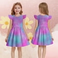 thumbnail image 5 of Spazoro Kids Girls Dresses, with Gradient Color Round Neck 2025 New Style Flutter Sleeves Princess Dress for Child Girls Purple Size 13 T, 5 of 7