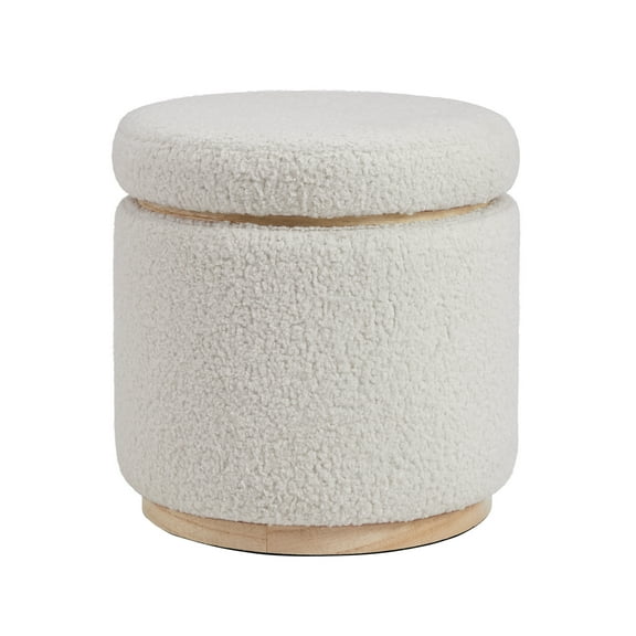 Linon Elta Storage Ottoman, Natural with Sherpa