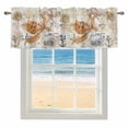 thumbnail image 4 of Kitchen Valances for Window, Marine Sea Turtle Starfish Shell Light Filtering Rod Pocket Valance Curtain, Sailboat Shell on Vintage Newspaper Short Curtains Window Topper for Bedroom 42x12in, 4 of 9