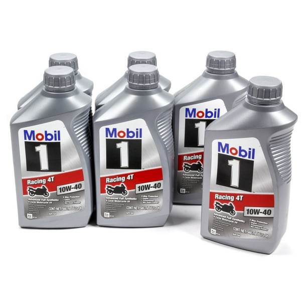 Mobil 1 Racing 4T 10W-40 Full Synthetic Motorcycle Oil, 1 Quart (Case