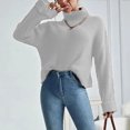 thumbnail image 2 of Vedolay Women's 2023 Tops Women's V-Neck Ribbed Long Sleeve Slim Knit Sweater Fall 2023 Trendy Clothes,White S, 2 of 5