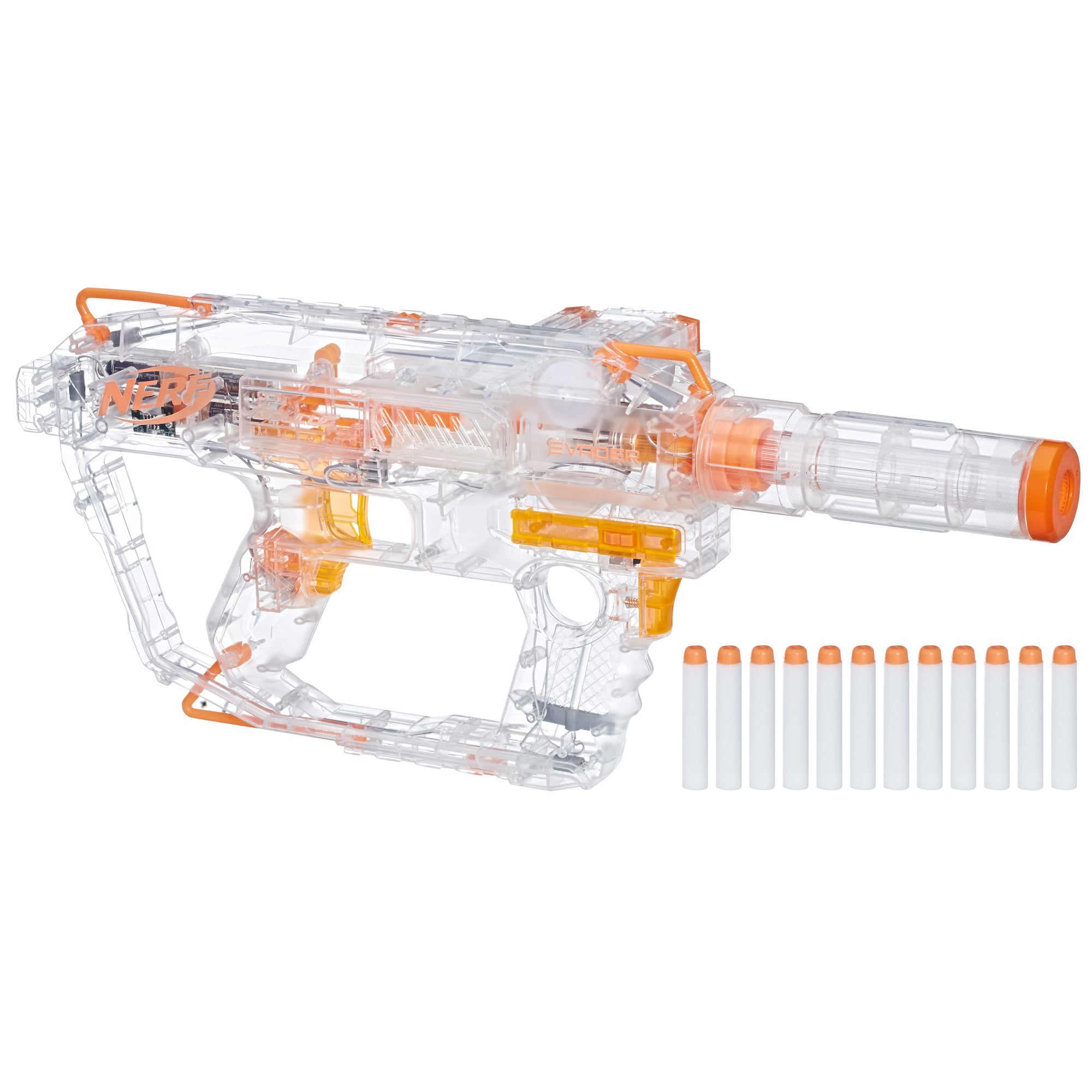 Photo 1 of NERF Modulus Ghost Ops Evader Motorized Blaster -- Light-Up See-Through Blaster and Barrel Extension, Includes 12 Official Elite Darts (Amazon Exclusive)