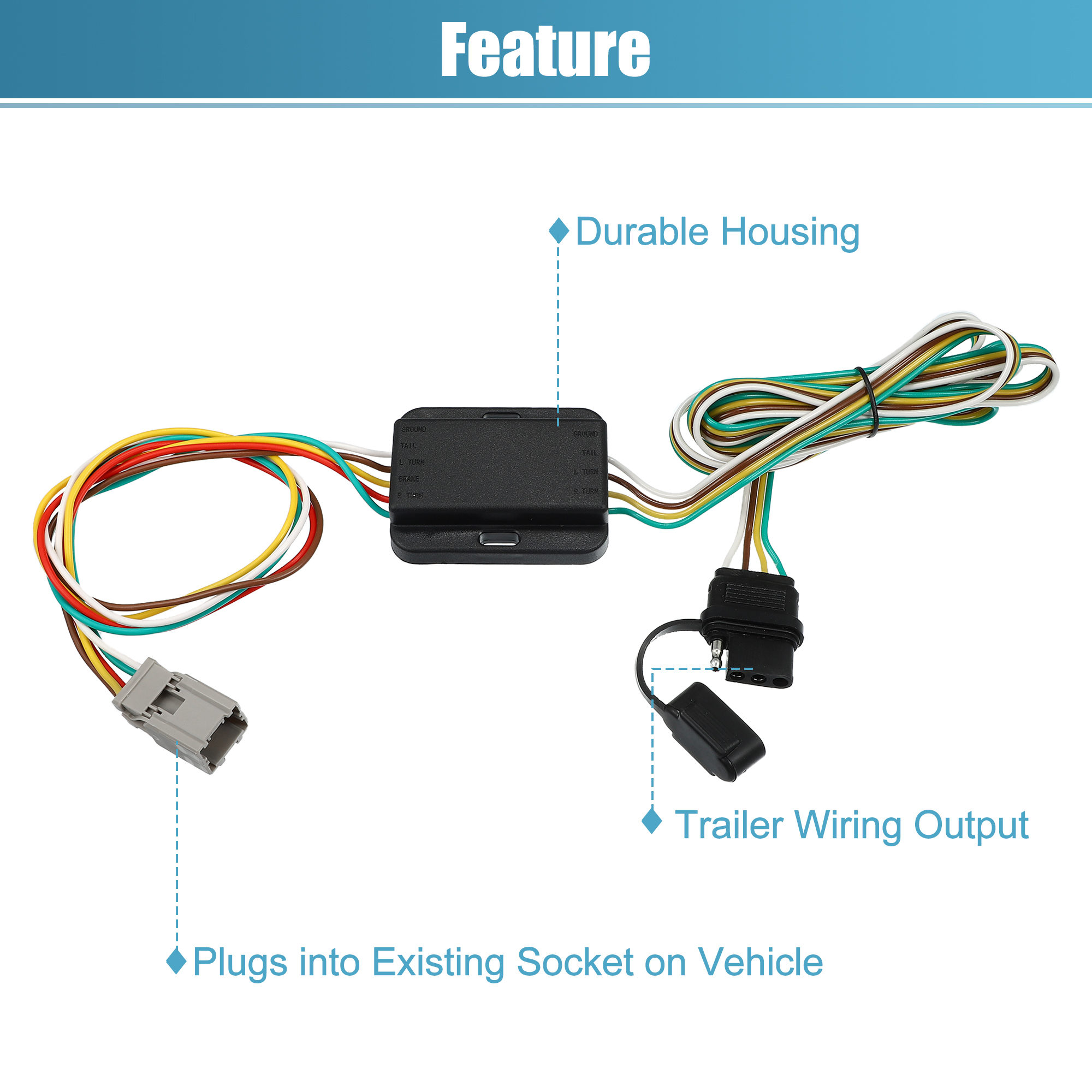 Unique Bargains OV2135-001 4-Pin Trailer Wiring Harness for Honda Accord CRV Element