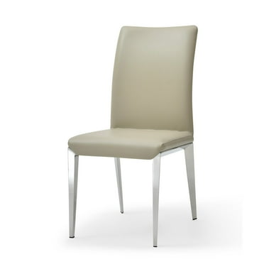 Benjara 18 Inch Side Dining Chair Set of 2, Gray Faux Leather, Steel Tapered Legs