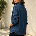 thumbnail image 5 of uublik Jean Jackets for Women Dark Blue Casual Long Sleeve Button Down Classic Jacket Fall Coat, 5 of 7