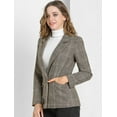 thumbnail image 2 of Blazers para mujer Chaqueta tipo blazer a cuadros con solapa con muesca Boyfriend marrón XS, 2 of 6
