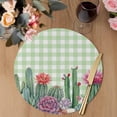thumbnail image 3 of Cactus Tropical Watercolor Round 15 Inch Placemats Set of 4, Sage Green Plaid Summer HeatResistant Non Slip Place Mats for Dining Table, Wipeable Braided Kitchen Table Mats for Housewarming, 3 of 9