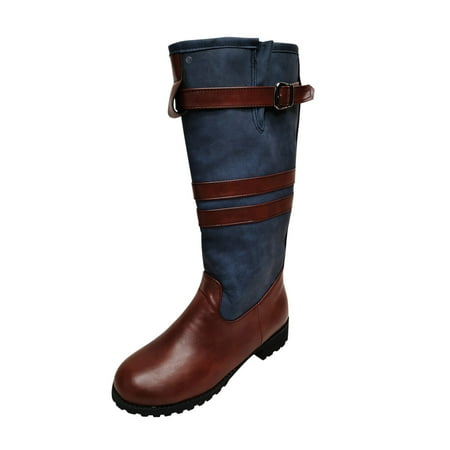 

Boots for Women Winter Women Vintage Buckle Strap Boots Western Cowboy Slip On Retro Ladies Footwear Shoes