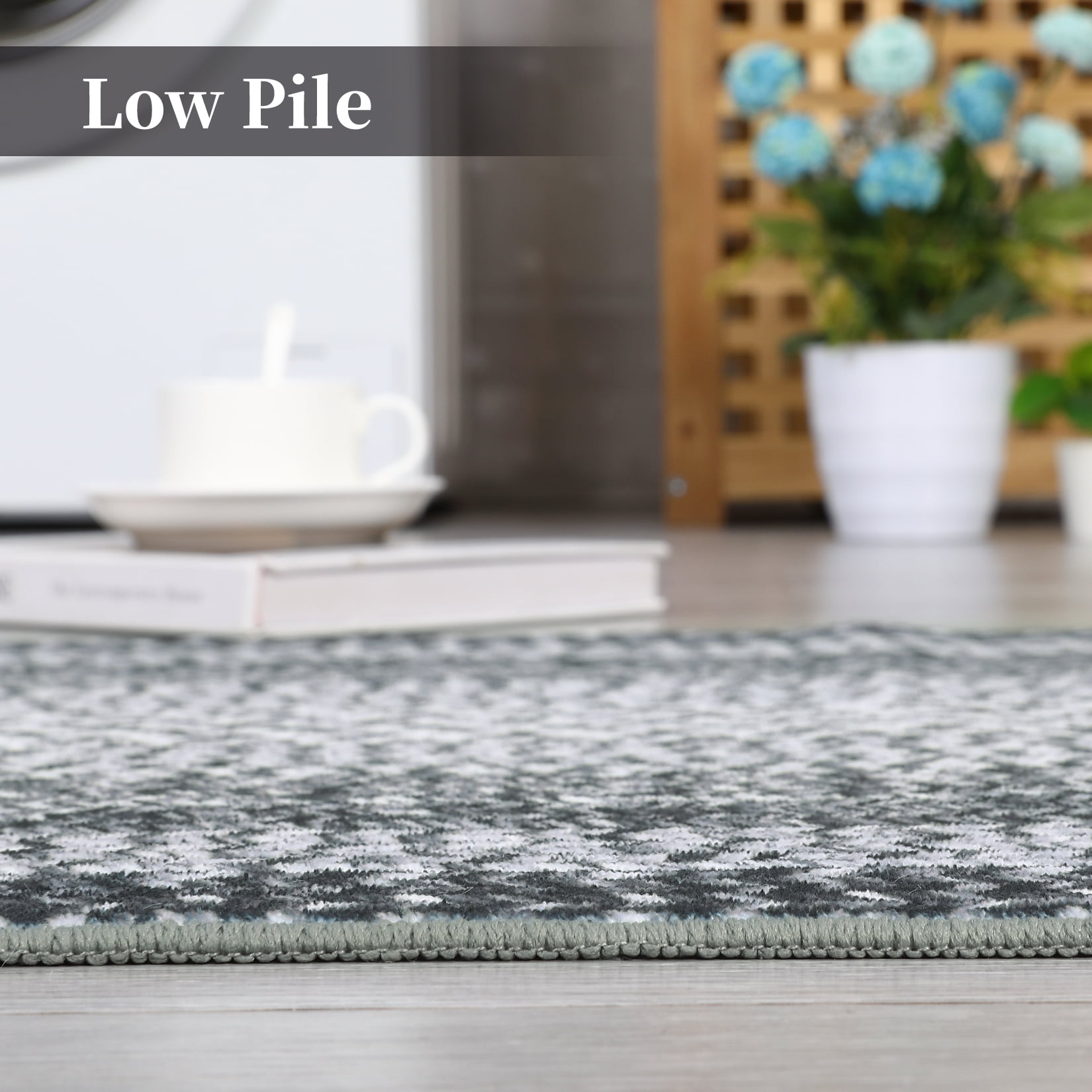 CAROMIO 2' x 8' Runner for Bedroom Imitation Braided Pattern Soft Geometric Living Room Carpet, Gray