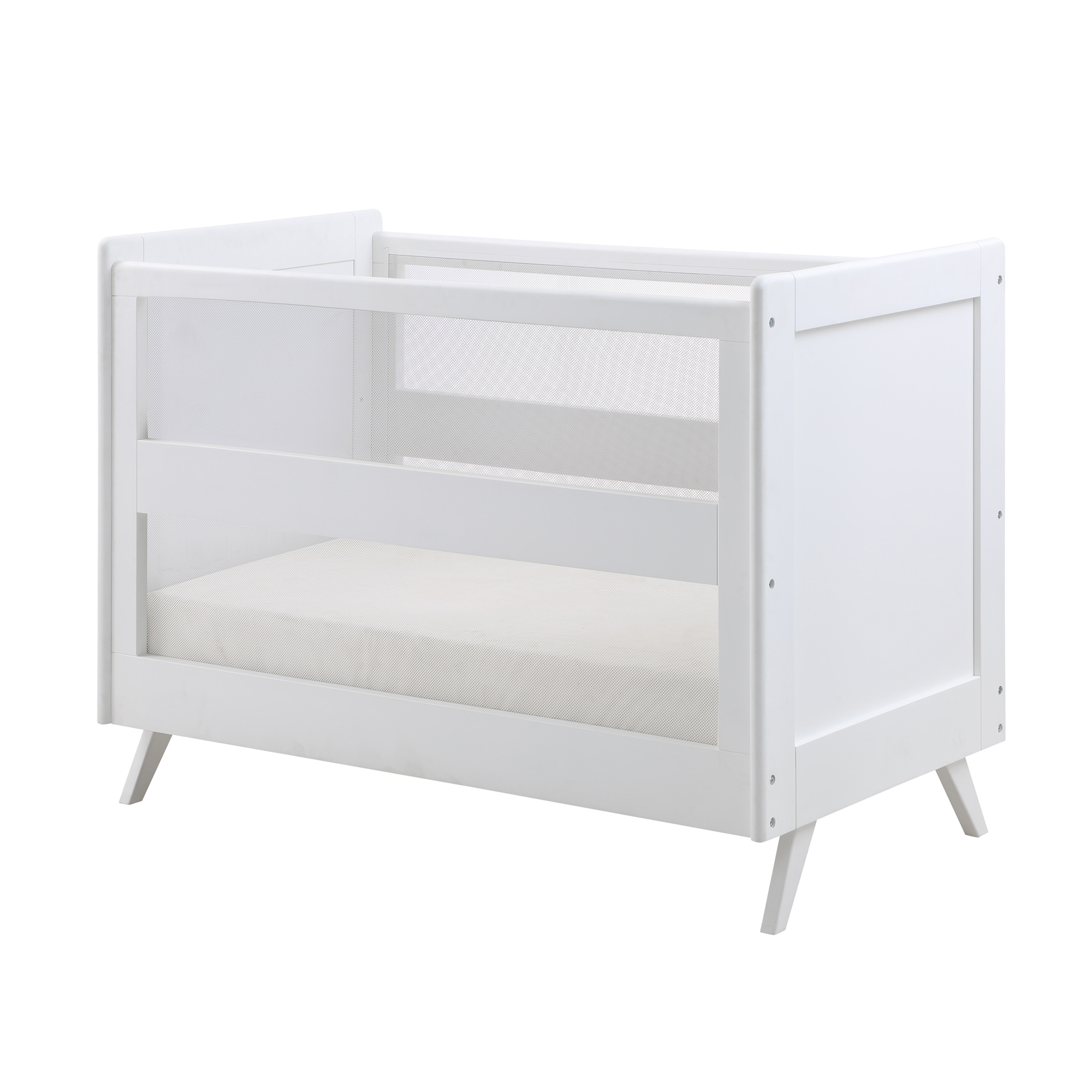 BreathableBaby Breathable Mesh 3-in-1 Convertible Crib, White, Greenguard Gold Certified