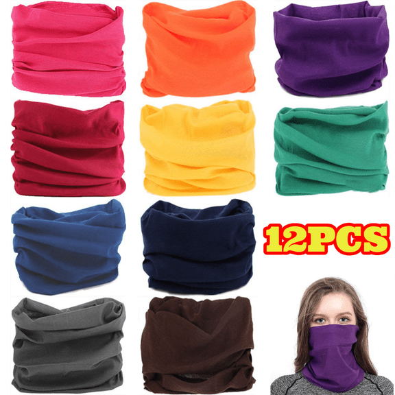 12pcs Headband Bandana, Neck Gaiter Scarf Balaclava Face Mask Headwear