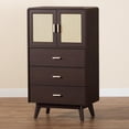 thumbnail image 5 of Baxton Studio Giancarlo Mid-Century Modern Espresso Brown Wood 3-Drawer Storage Chest with Rattan door, 5 of 22