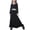 Black, variant on SDJMa Muslim Long Dress Medium Big Girls Long Sleeve V Neck Colorblock Dress