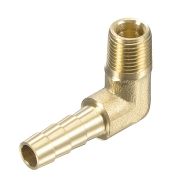 Unique Bargains Brass 1/4' Barb x 1/8 NPT Male Thread Right Angle Elbow Hose Fitting
