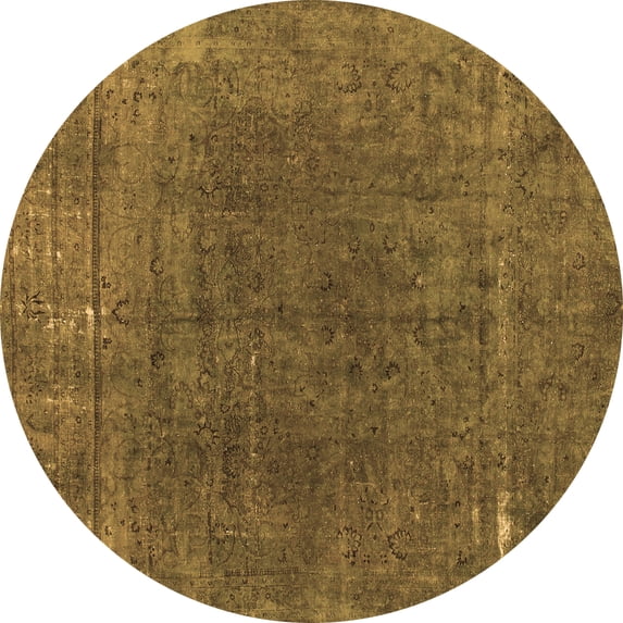 Ahgly Company Indoor Round Abstract Brown Modern Area Rugs, 5' Round