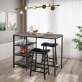 thumbnail image 4 of Costway 3 Pièces Comptoir Hauteur Bar Table Ensemble w/2 Tabourets et 3 Étagères de Rangement, 4 of 10
