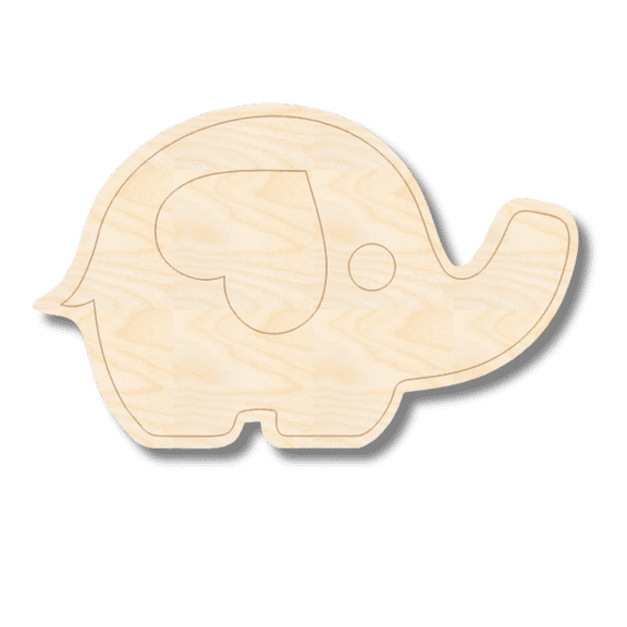 Unfinished Wood Etched Baby Elephant Shape | Paint By Line Crafts 10" / 1/4"