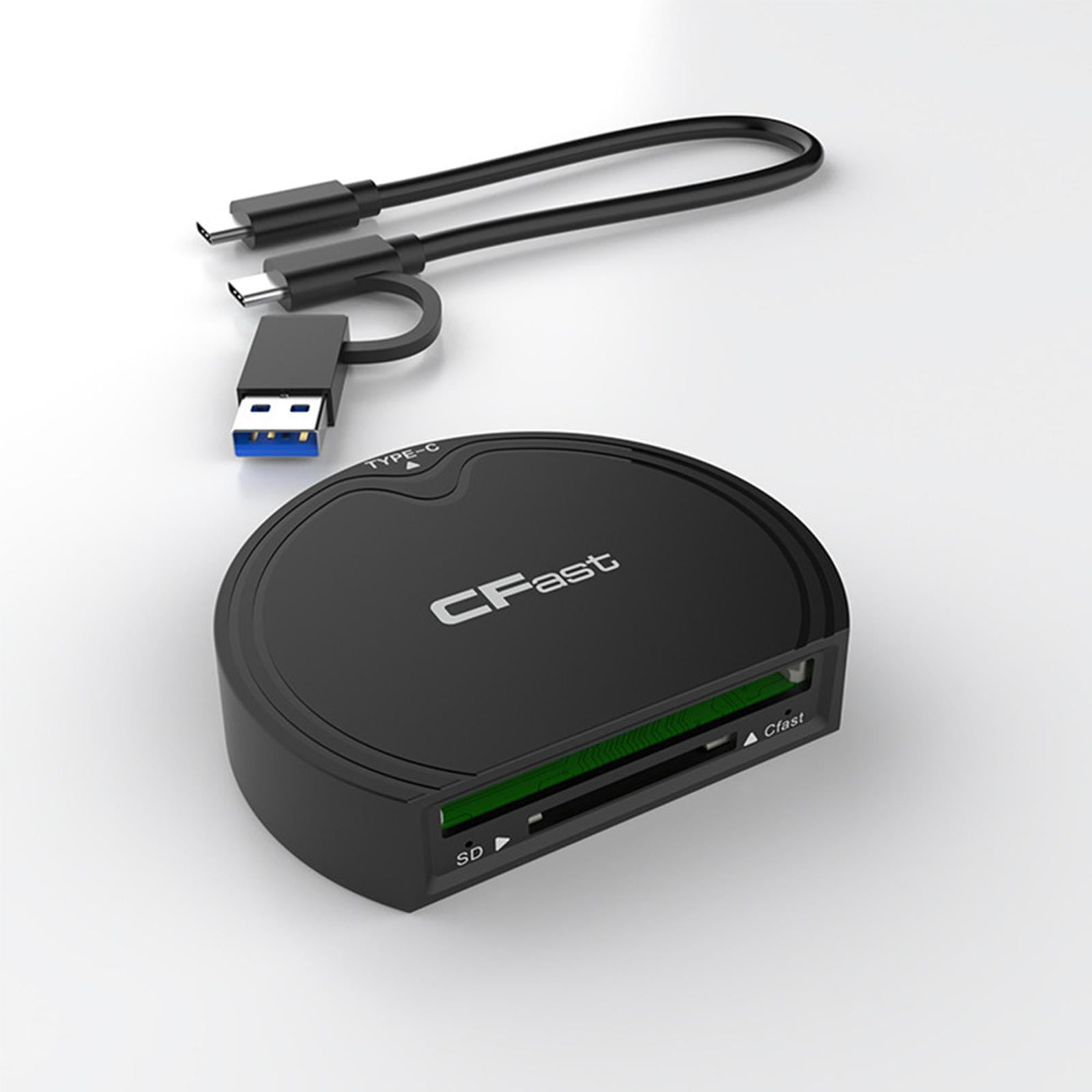 High-Speed USB3.2 Gen2 Card Reader 10Gbps, Supports CFast 2.0 & SD Cards for Video Editing and File Transfers