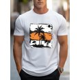 thumbnail image 3 of Palm tree Graphic Print T-Shirt For Men Casual Short Sleeve Tee 1 Pcs 100% Heavy Cotton - Comfortable Crew Neck, Soft Adorable Tees Tops, 3 of 7