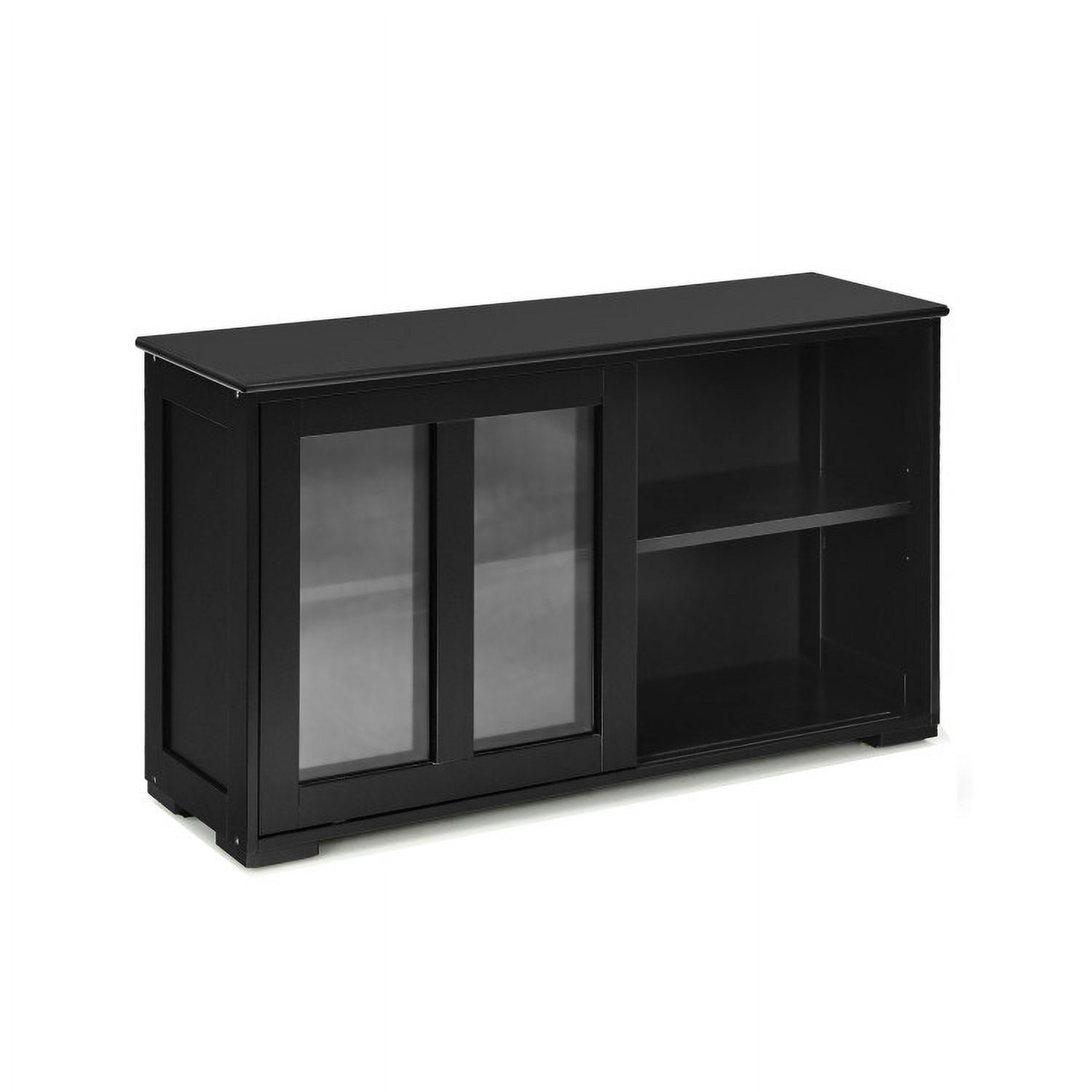 Finihen Kitchen Storage Cabinet, Buffet Sideboard, with Glass Sliding Door, for Dining Room, Kitchen, Living Room, Black Finihen Kitchen Storage Cabinet, Buffet Sideboard, with Glass Sliding Door, for Dining Room, Kitchen, Living Room, Black