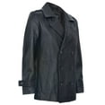 thumbnail image 2 of Mens Mid-Length Leather Peacoat-Epworth in Black, 2 of 5