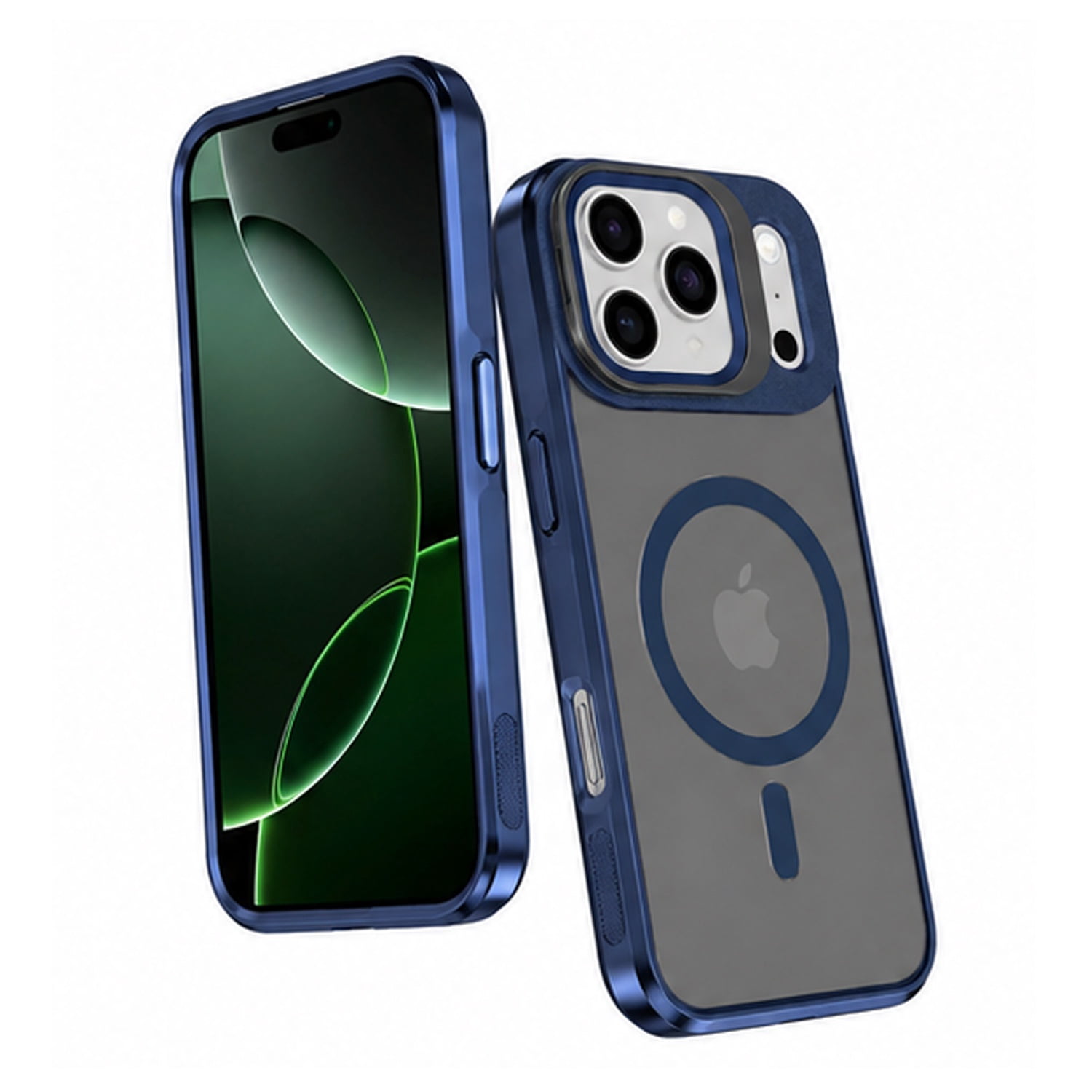 Slim Transparent Lens Stand Phone Case for iPhone 17 Pro Max - Navy Blue