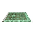thumbnail image 2 of Ahgly Company Machine Washable Indoor Rectangle Oriental Turquoise Blue Traditional Area Rugs, 7' x 9', 2 of 4