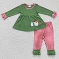 thumbnail image 2 of Ropa de dormir de algodón con bordado de Papá Noel para niña, conjunto de pantalones a cuadros, conjunto para niño de pijama de niño, 2 of 2