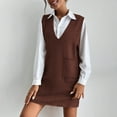 thumbnail image 5 of ZyeKqe Womens Dresses V Neck Sleeveless Knit Pullover Sweater Vests Dresses Casual Loose Fall Winter Outfits with Pockets, 5 of 10
