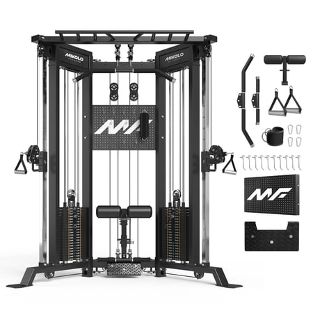 Mikolo Functional Trainer with 400lbs Weight Stack, Cable Crossover Machine with Independent Double Pulley System, 2000lbs Multi-Functional Chest Fly Machine, Lat Pulldown Machine