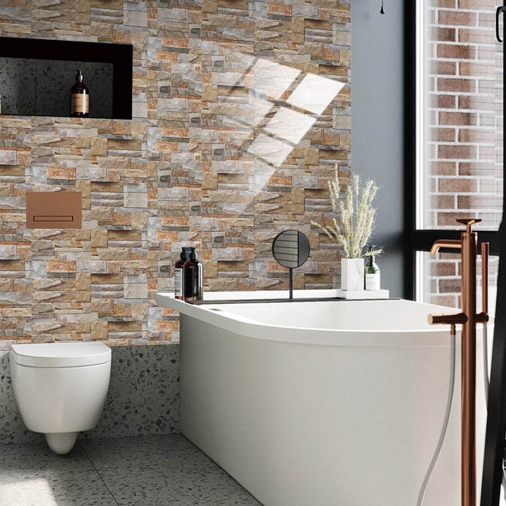 48 Sheet 3D Self Adhesive Tile Stickers Peel and Stick Backsplash Floor Wall Decals Bathroom Kitchen Counter Top Decor